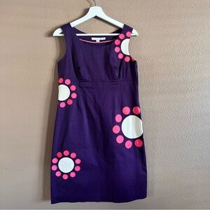 Boden Midi Purple Sleeveless Dress with Pink and White Accents Size US 6P